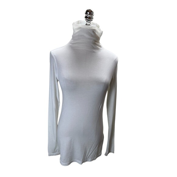Vince Top Women's Size Small White Cotton Blend Turtle Neck - Picture 1 of 8